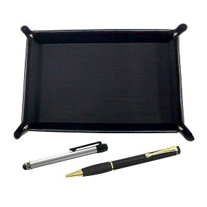 日本製シボ牛革ペントレイ黒 メタルタッチ棒銀とミッドナイトラバー回転ボールペンセット 黒 TRASB-ALST-T102BP-B