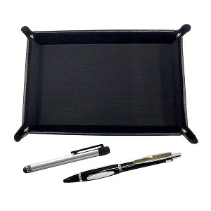 日本製シボ牛革ペントレイ黒 メタルタッチ棒銀とメタルスコーピィオン・ショッキングボールペンセット 黒 TRASB-ALST-B989A-B