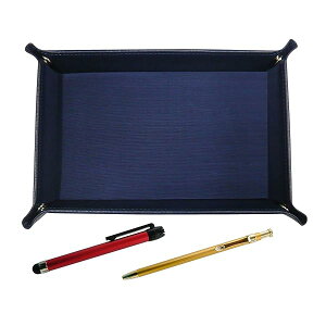 日本製シボ牛革ペントレイ青 メタルタッチ棒赤とスリム60ボールペンゴールドセット TRAL-ALR-SV60KBP