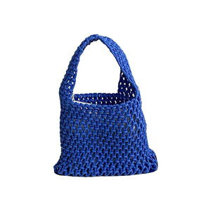 編みかごバッグ カゴバッグ レディース かご ショルダー ハンドバッグ ランチバッグ ランチトート 小さめ 軽量 かごバック ミニバッグ 巾着付き 底PU素材(ブルー)