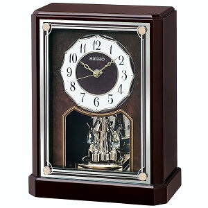 セイコー クロック 置き時計 電波 アナログ 回転飾り 木枠 濃茶 木地 BY243B SEIKO
