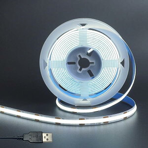�N���A�q���i�j2�� 5V USB COB LED�X�g���b�v���C�g 1M �����F 6500K 320LEDs/M ��8mm �����x8W/M CRI90 ��