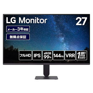 ���j�^�[ �f�B�X�v���C UltraGear 27G411A-B 27�C���`/1920×1080/120Hz�i�I�[�o�[�N���b�N�� 144Hz�j/IPS/