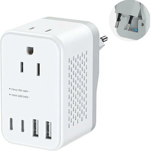220V����100V �ψ��� �ϊ��v���O C�^�C�v �C�O���s�p �ϊ� 2 ��AC������ 2��USB�|�[�g��2��Type-C�|