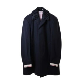 美品 THOM BROWNE カラクールラム ファー ウール チェスター コート 2 ネイビー トムブラウン 【中古】