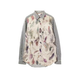 Paul Smith プリント切替 ギンガムチェックシャツ S マルチ ポールスミス 【中古】