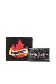 未使用 DSQUARED2 ロゴワッペン 二つ折り カードケース ONE SIZE ブラック ディースクエアード 【中古】