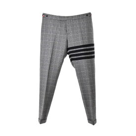 美品 THOM BROWNE 4BAR グレンチェック ウール スラックス パンツ 1 グレー トムブラウン 【中古】