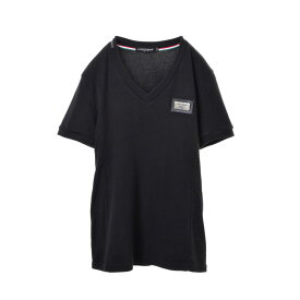 DOLCE&GABBANA ロゴプレート付き Vネック Tシャツ 52 ブラック ドルチェアンドガッバーナ 【中古】