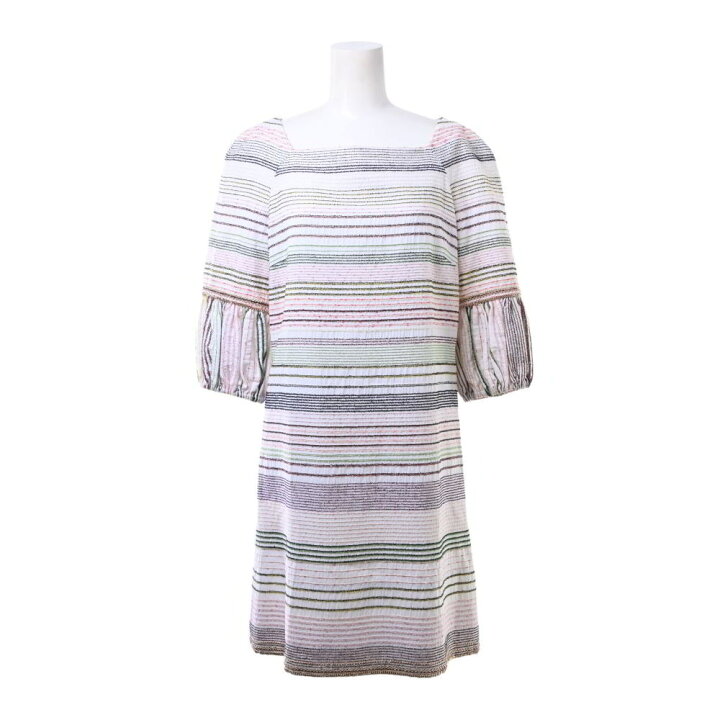 楽天市場】CHANEL 07P P30952 チェーン装飾 ボーダー ワンピース 38  