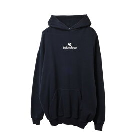 BALENCIAGA ロゴ刺繍 プルオーバー パーカ XS ブラック バレンシアガ 【中古】