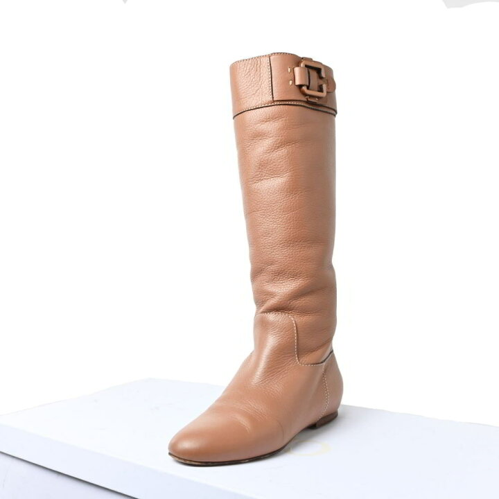 楽天市場】Chloe レザー ロング ブーツ 38 ブラウン クロエ 【中古 