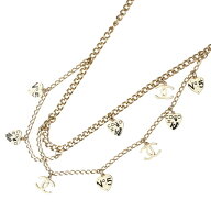 CHANEL 06P No.5 ココマーク ハートモチーフ チェーン ベルト FREE シャンパン シャネル 【中古】