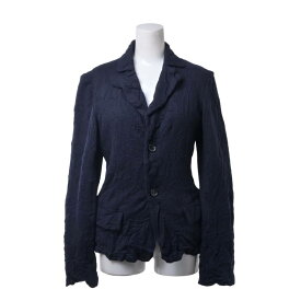 Yohji Yamamoto NOIR シワ加工 2B ウール ニット ジャケット 2 ダークネイビー ヨウジヤマモト 【中古】