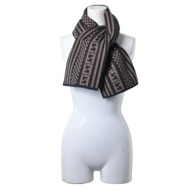 FENDI イタリア製 ズッカ チェッカーフラッグ柄 ウール マフラー - ブラウン フェンディ 【中古】