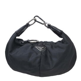 PRADA テスート トライアングル ロゴ ポーチ バッグ - ブラック プラダ 【中古】