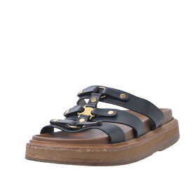 CELINE トリオンフ カーフスキン ティッピ スライド サンダル 35 ブラック セリーヌ 【中古】