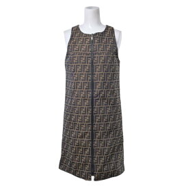 FENDI ヴィンテージ ズッカ柄 リバーシブル ワンピース 38 ブラウン フェンディ 【中古】