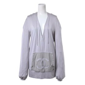 CHANEL P32563K00672 スポーツライン ココマーク シルク ストレッチ カットソー パーカー 38 ライトグレー シャネル 【中古】