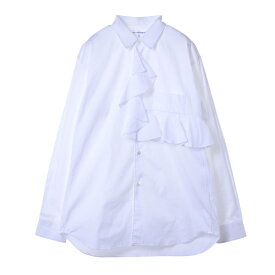 COMME des GARCONS SHIRT FK-B022 フランス製 フリル コットン ドレス シャツ M ホワイト コムデギャルソンシャツ 【中古】