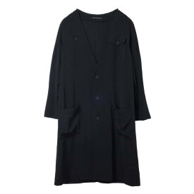 Yohji Yamamoto タキシード ノーカラー ロング コート 1 ブラック ヨウジヤマモト 【中古】