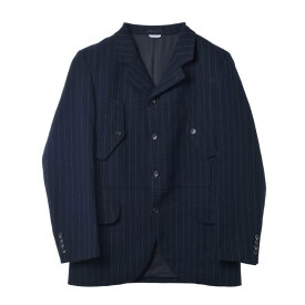 COMME des GARCONS HOMME DEUX AD2023 DL-J039 ストライプ ワークポケット ジャケット L ネイビー コムデギャルソン オムドゥ 【中古】