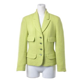 CHANEL ヴィンテージ ツイード ココマーク ミラーボタン ジャケット 34 グリーン シャネル 【中古】