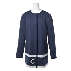 CHANEL ココマーク付き カシミヤ混 ニット ジャケット - ネイビー シャネル 【中古】