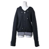 CHANEL 04P P23238V01521 スポーツライン ロゴライン ニット ジップ パーカ 42 ブラック シャネル 【中古】