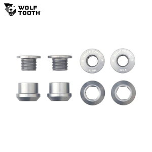 WolfTooth �E���t�g�D�[�X Set of 4 Chainring Bolts+Nuts for 1X - 4 pcs. Raw Silver 6mm