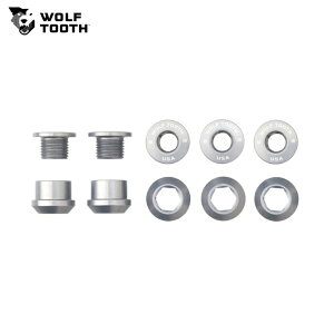 WolfTooth �E���t�g�D�[�X Set of 5 Chainring Bolts+Nuts for 1X - 5 pcs. Raw Silver 6mm