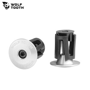 WolfTooth �E���t�g�D�[�X Alloy Bar End Plugs Raw Silver �o�[�G���h�v���O