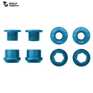 WolfTooth �E���t�g�D�[�X Set of 4 Chainring Bolts+Nuts for 1X - 4 pcs. blue 6mm
