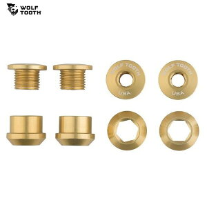 WolfTooth �E���t�g�D�[�X Set of 4 Chainring Bolts+Nuts for 1X - 4 pcs. gold 6mm