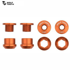 WolfTooth �E���t�g�D�[�X Set of 4 Chainring Bolts+Nuts for 1X - 4 pcs. Orange 6mm