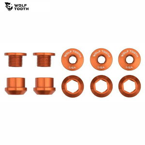 WolfTooth �E���t�g�D�[�X Set of 5 Chainring Bolts+Nuts for 1X - 5 pcs. Orange 6mm