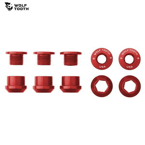 WolfTooth �E���t�g�D�[�X Set of 5 Chainring Bolts+Nuts for 1X - 5 pcs. red 6mm