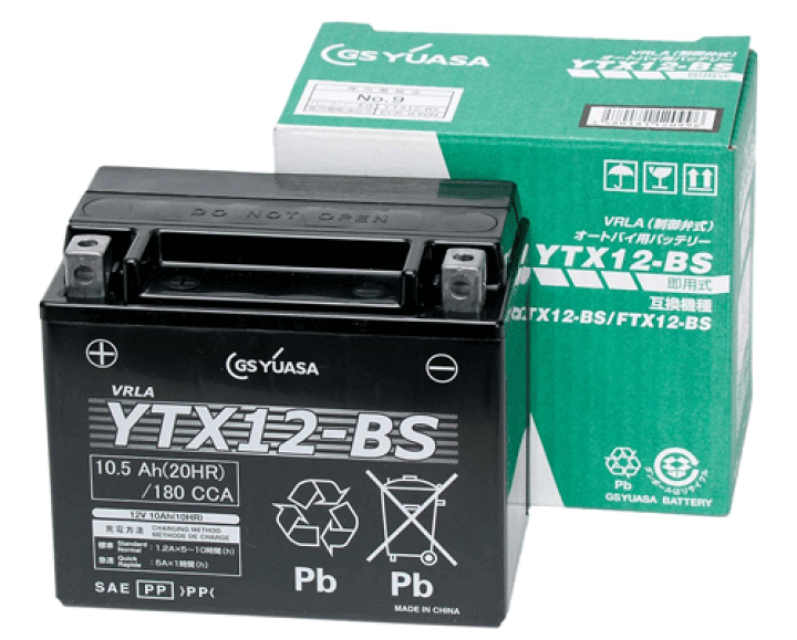 バッテリー GSユアサ YTX12-BS バイク用バッテリー YTX12-BS・液入・初期補充電済 (STX12-BS