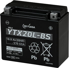 YTX20L-BS GSユアサ VRLA(制御弁式) バッテリー バイク用 即用式 12V車用 オートバイ 二輪車　大型バイク　液入