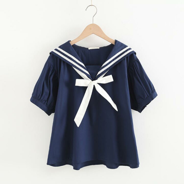 楽天市場】 ブラウス マリン風 Tシャツ セーラー襟 カットソー 制服 