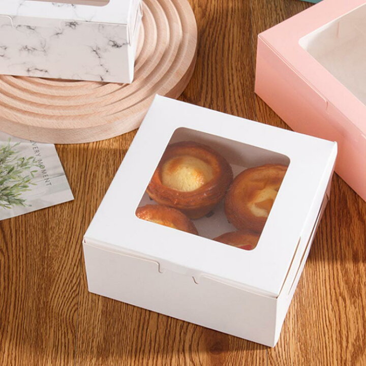 楽天市場】20枚セット ケーキボックス 窓付き 4仕切り ケーキ箱 カップ  