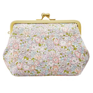 【ギフトボックス入り】 プレミアムリバティプリント がま口 ポーチ 日本製 【ノベルティ付き】 化粧ポーチ コスメポーチ メイクポーチ 小物入れ 花柄 大容量 大きめ 仕切り 整理整頓 自立