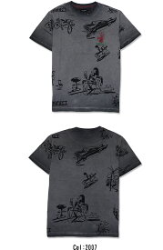 【Desigual】デシグアル Tシャツ 半袖 カットソー イラストプリント ハビエル・マリスカル ウォッシュ加工 おしゃれ メンズ