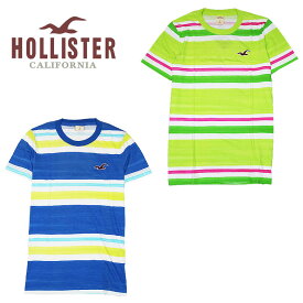 【Hollister】ホリスター Tシャツ 半袖 カットソー ボーダー柄 ロゴ刺繍 T-SHIRT カジュアル メンズ サーファースタイル アバクロ