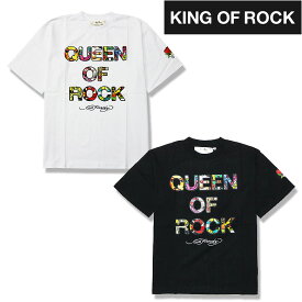 【KING OF ROCK】キングオブロック Tシャツ 半袖 カットソー ED HARDY エドハーディ コラボ QUEEN OF ROCK プリント メンズ ユニ