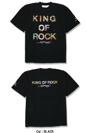 【KING OF ROCK】キングオブロック Tシャツ 半袖 カットソー ED HARDY エドハーディ コラボ KING OF ROCK プリント メンズ ユニ