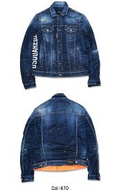 【DSQUARED2】BIG SIZE ビッグサイズ ディースクエアードツー ディーツー D2 デニムジャケット Gジャン DARK TECHNO SURF WASH DAN JEAN JACKET ウォッシュ加工 クラッシュ加工 カジュアル メンズ