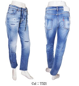 【P.M.D.S.】ピーエムディーエス デニム ジーンズ BARRET JEANS ダメージ加工 バレット ボタンフライ ドローコード メンズ カジュアル s24j3527 pmds