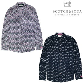 【SCOTCH&SODA】スコッチアンドソーダ 長袖シャツ カジュアルシャツ パッチ 刺繍 総柄 メンズ カジュアル