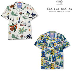 【SCOTCH&SODA】スコッチアンドソーダ 半袖シャツ S/Sシャツ 胸ポケット アートワーク 春夏 ビーチ メンズ カジュアル